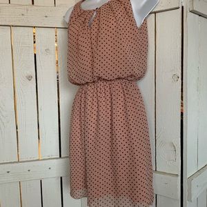 Sweet Storm Peach Black Polka Dot Mini Dress Sm